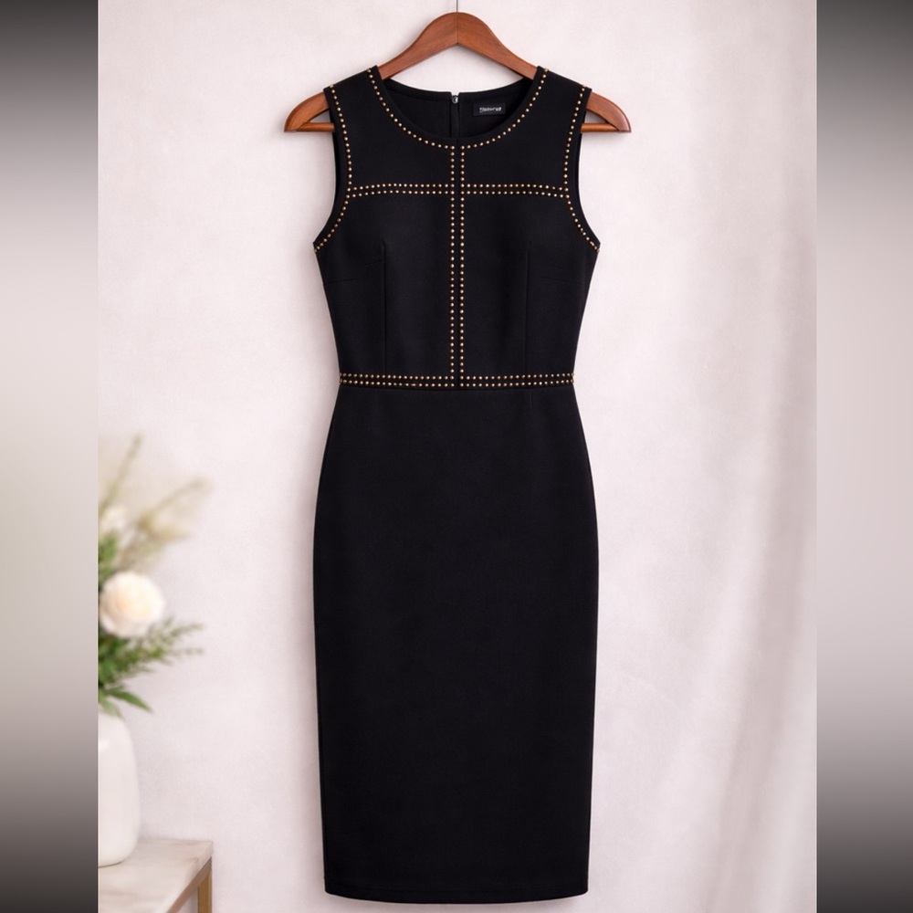 Ivanca Trump Elegant Black Studded Dress S 4